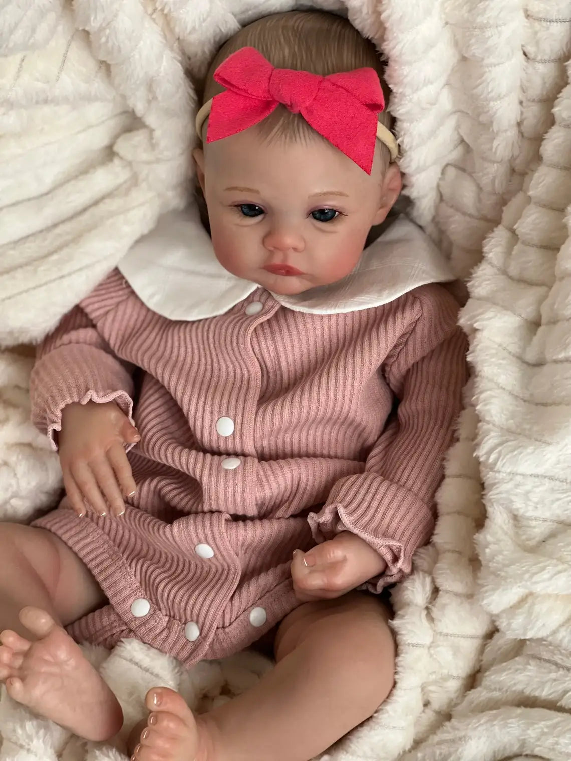 NPK 19inch  Meadow Reborn Baby Doll Newborn Baby Size Real Picture Handmade 3D Skin Painted Hair Visible Veins