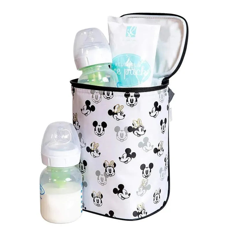 J.L. Childress Twocool Double Bottle Cooler With ice pack, Mickey Minnie White