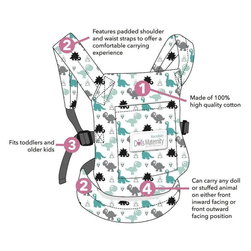 Macrobaby Doll's Maternity Doll Carrier, Dinosaur