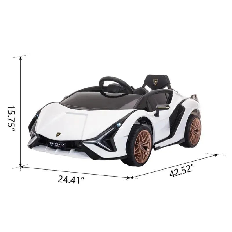 Tobbi - Kids Lamborghini Car Battery Powered Ride On Toy with Remote Control, White